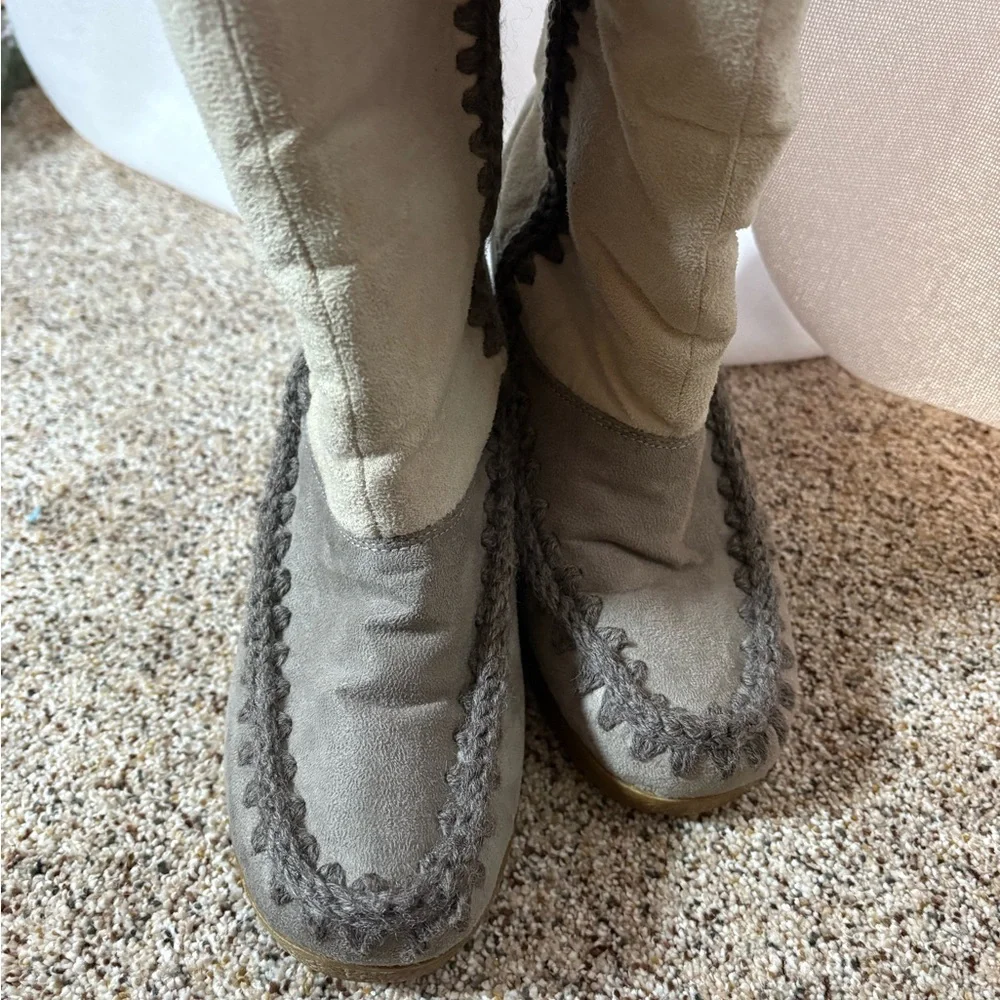 Vintage American Eagle Y2K Crochet‎ Moccasin Wedge Boots Size 6.5